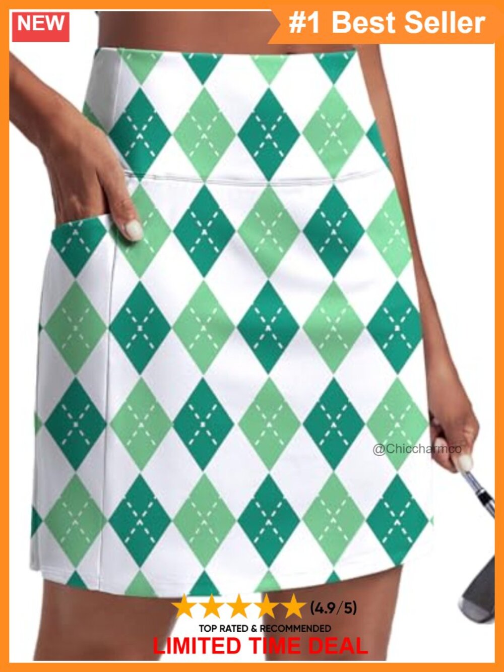 19" Knee Length Skorts with Pockets UPF 50+ Golf Skirts High Waisted